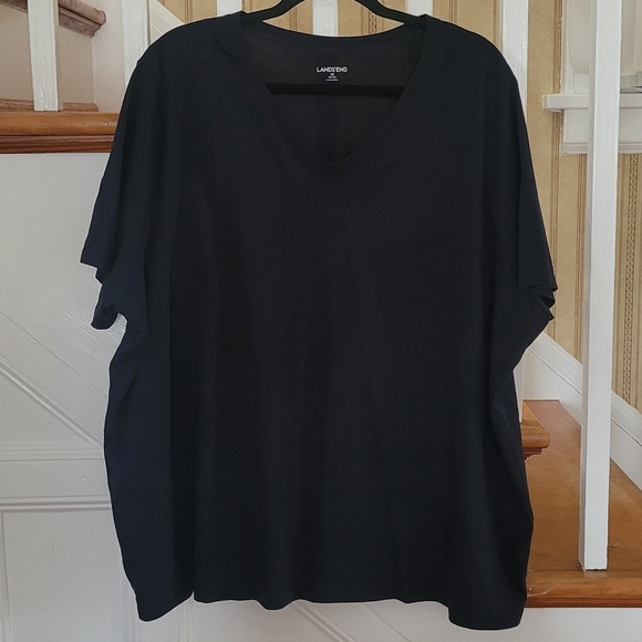 LANDS' END Supima Cotton Navy Blue Shortsleeve Top Size 3X - Picture 2 of 6